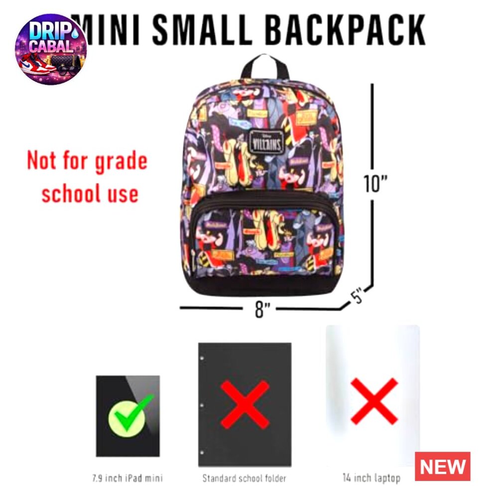 Canvas Mini Backpack Adjustable Straps Disney Vil… - image 4